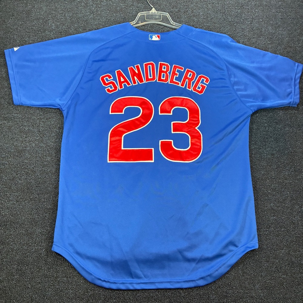 Majestic Authentic Chicago Cubs Ryne Sandberg #23 Jersey Men's Alternate Blue - Picture 8 of 11